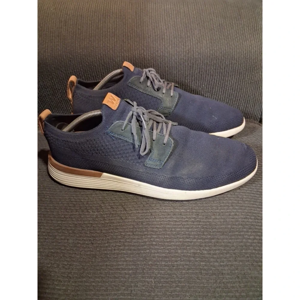 Wolf & Shepherd Swiftknit Derby Shoes Men's Size 11 Navy Leather Pull‎ Tab